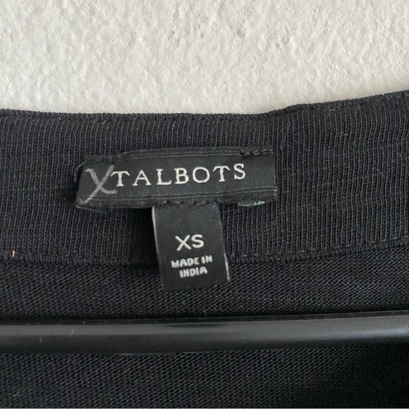 Talbots Embroidered V Neck Short Sleeve Cotton Shift Dress Black White Medium - Picture 2 of 7